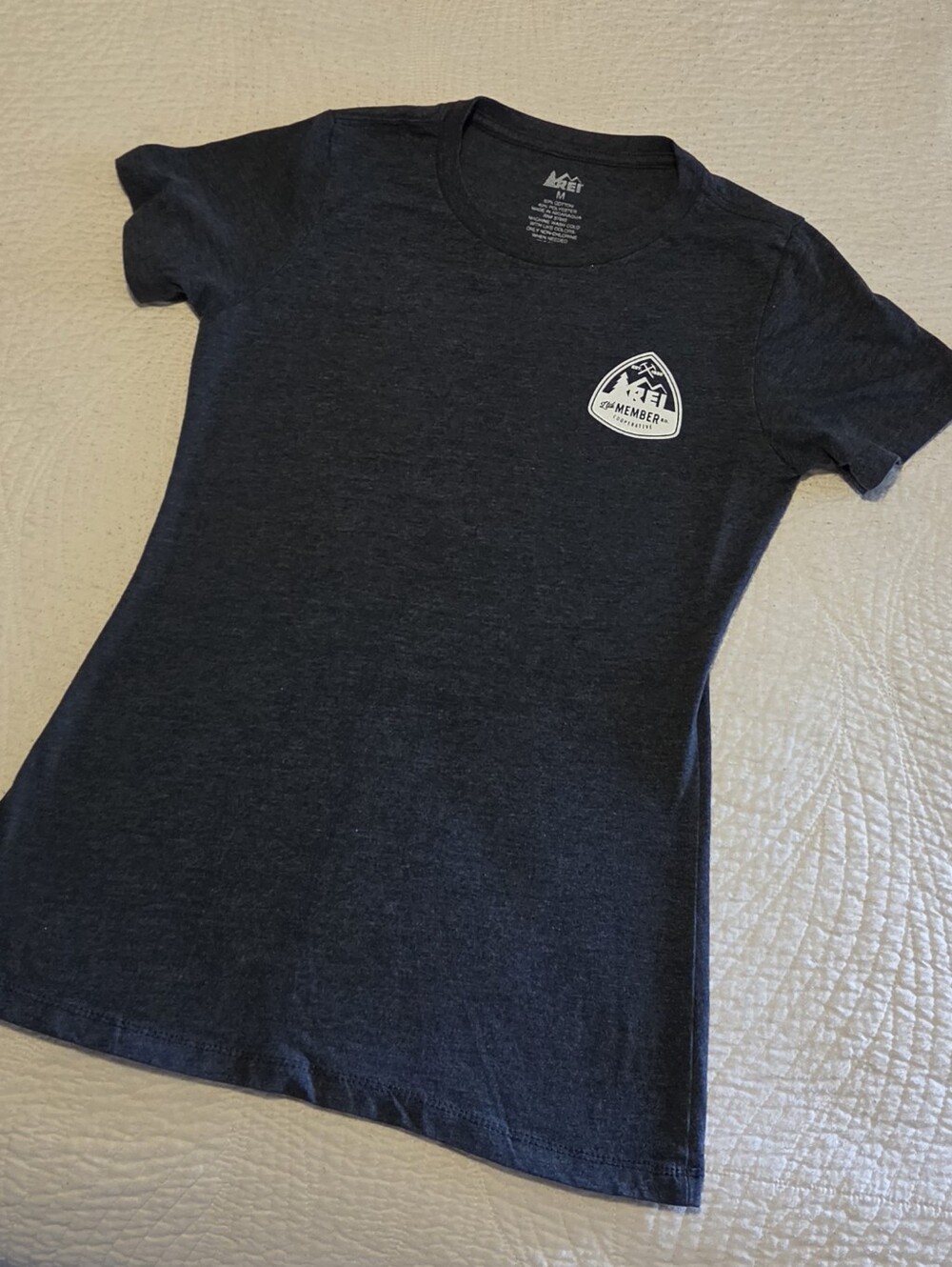 REI Co-op Dark Gray Graphic Crewneck Tee, Size Medium